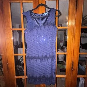 Antonio Melani Dress Sequin Women's Size 10 Purple Bow Cocktail Formal Party GUC